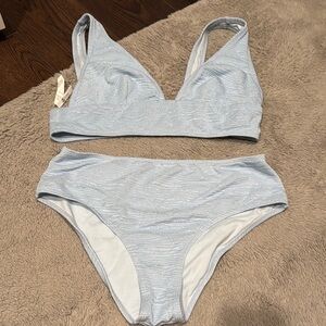 Light Blue Women's Swimwear Set cupshe xl